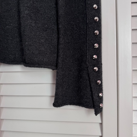 Zadig & Voltaire Merino Wool Cashmere Studded Mock Neck Sweater Charcoal Small - Picture 5 of 15